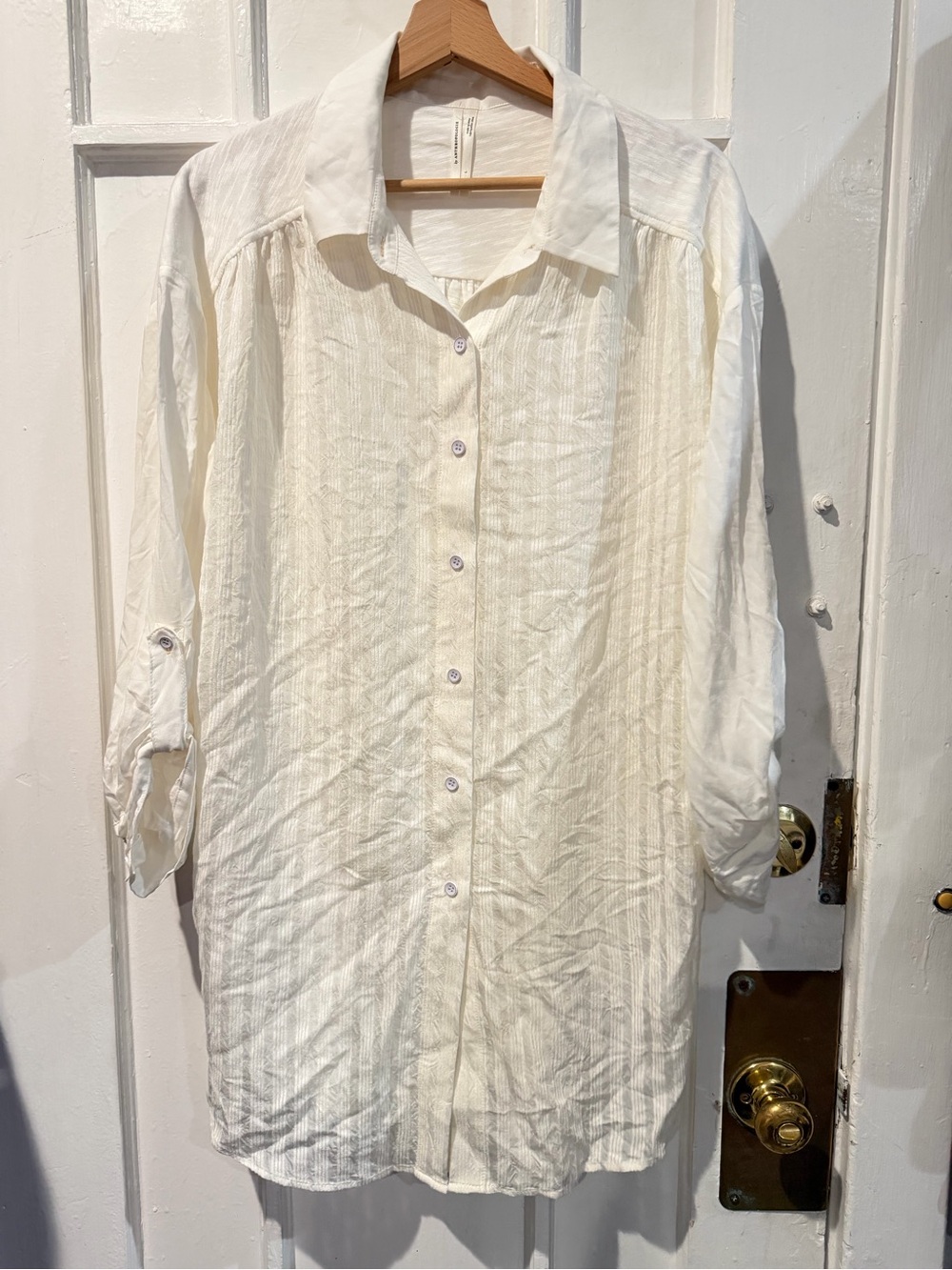 Anthropologie Cream Long Sleeve Button-Down Shirt